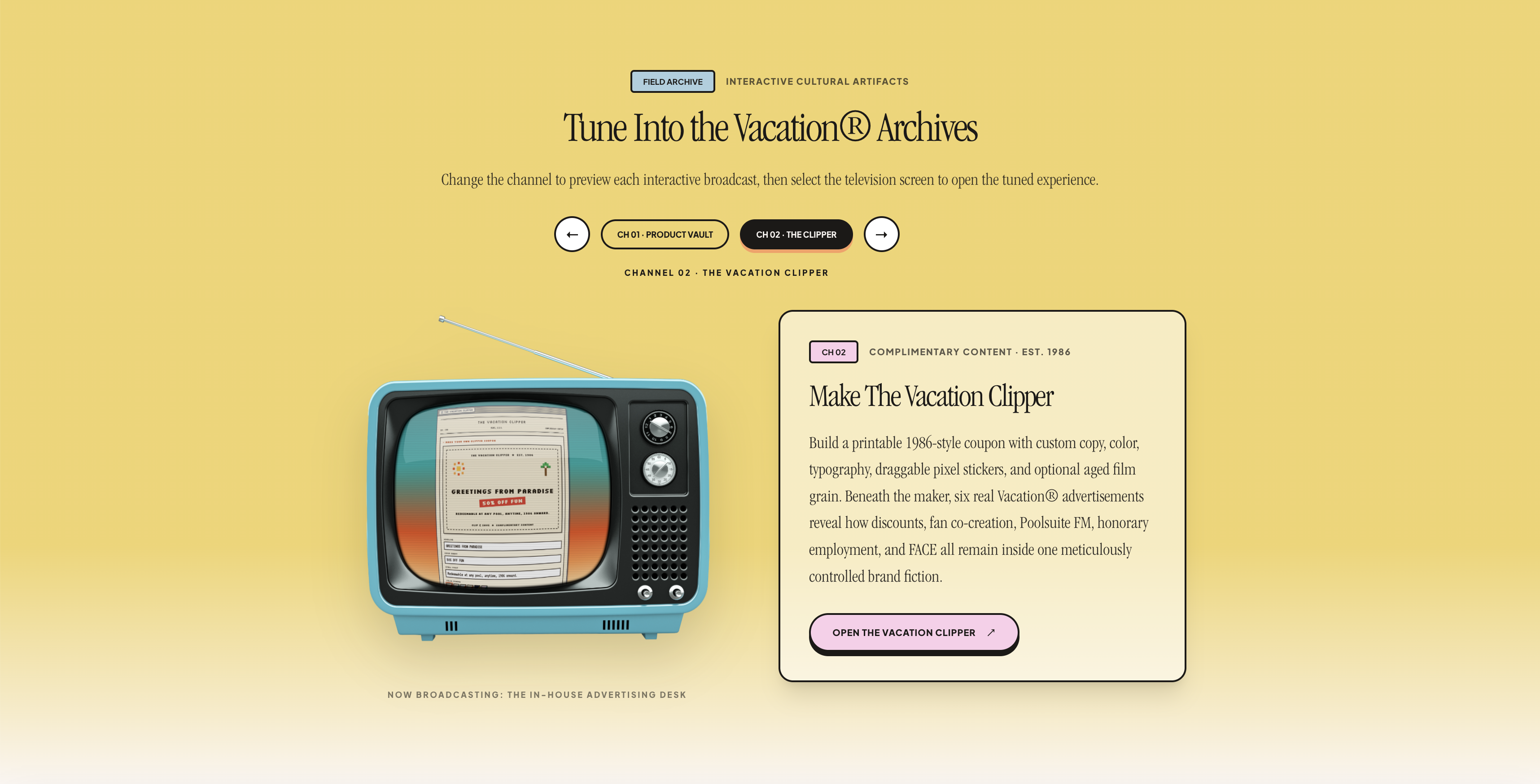 Channel 2: Vacation Clipper television preview